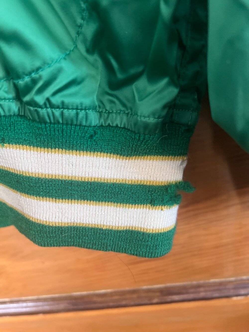 Vintage 1968 Oakland Athletics  Satin Wilson Warmup Jacket 42 Leather Pockets - Picture 6 of 16
